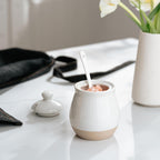famiware Milkyway Sugar Bowl with Lid and Spoon, 10oz Ceramic Sugar Jar/Pot/Dispenser for Salt, Condiments, Spice, Seasonings, Sugar Container for Coffee Bar, Home, Kitchen, and Countertop, White