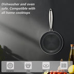 Stainless Steel Nonstick Frying Pan, Hybrid Ceramic 8-Inch Frying Pans, Stay-Cool Handle, PFAS & PFOA PTFE Free, Dishwasher & Oven Safe, Scratch-Resistant, Compatible with Induction & All Cooktops