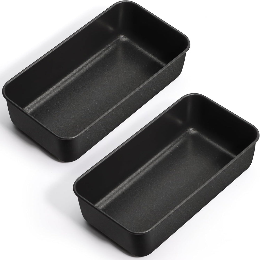 P&P CHEF Loaf Pan Set, 9 x 5 Inch Bread Pans, Stainless Steel Loaf Toast Baking Pans For Bread Meatloaf Lasagna Cake, Healthy & Non Toxic, Oven & Dishwasher Safe,(Black, 2Pcs)
