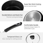 Nonstick Saucepan Set with Lid, Non Stick 1.5QT & 2.5QT Sauce Pan Set with Glass Lid Small Pot for Home Kitchen