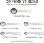 Smithcraft Stainless Steel Measuring Cups and Spoons Set 18/8(304) Steel Material Heavy Duty 5 Measuring cups and 5 Measuring Spoons 1 Leveler and 2 rings Pack 13pcs Per set