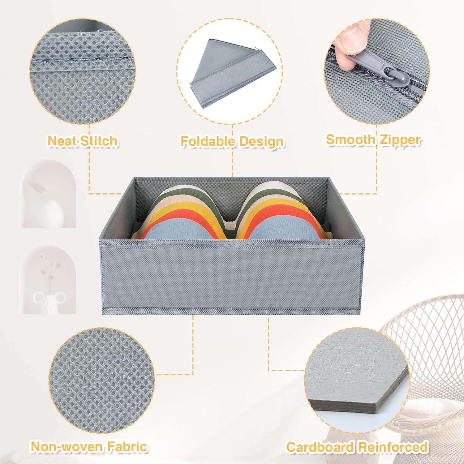 DIMJ Drawer Organizer Clothes 18 Pack - Foldable Baby Organizers and Storage & Dresser Organizer for Bedroom, Closet - Nursery Organization Dresser Dividers for underwear, Sock,Bra, Belt, Tie, Gray