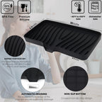 YASMEN Silicone Bathroom Soap Dishes, Sink Sponge Holder for Kitchen, Rubber Soap Dish with Drain, Shower Soap Sponge Tray, Sink or Counter Organizer, for Bar Soap, Bottle, Dish Soap Dispenser-Black