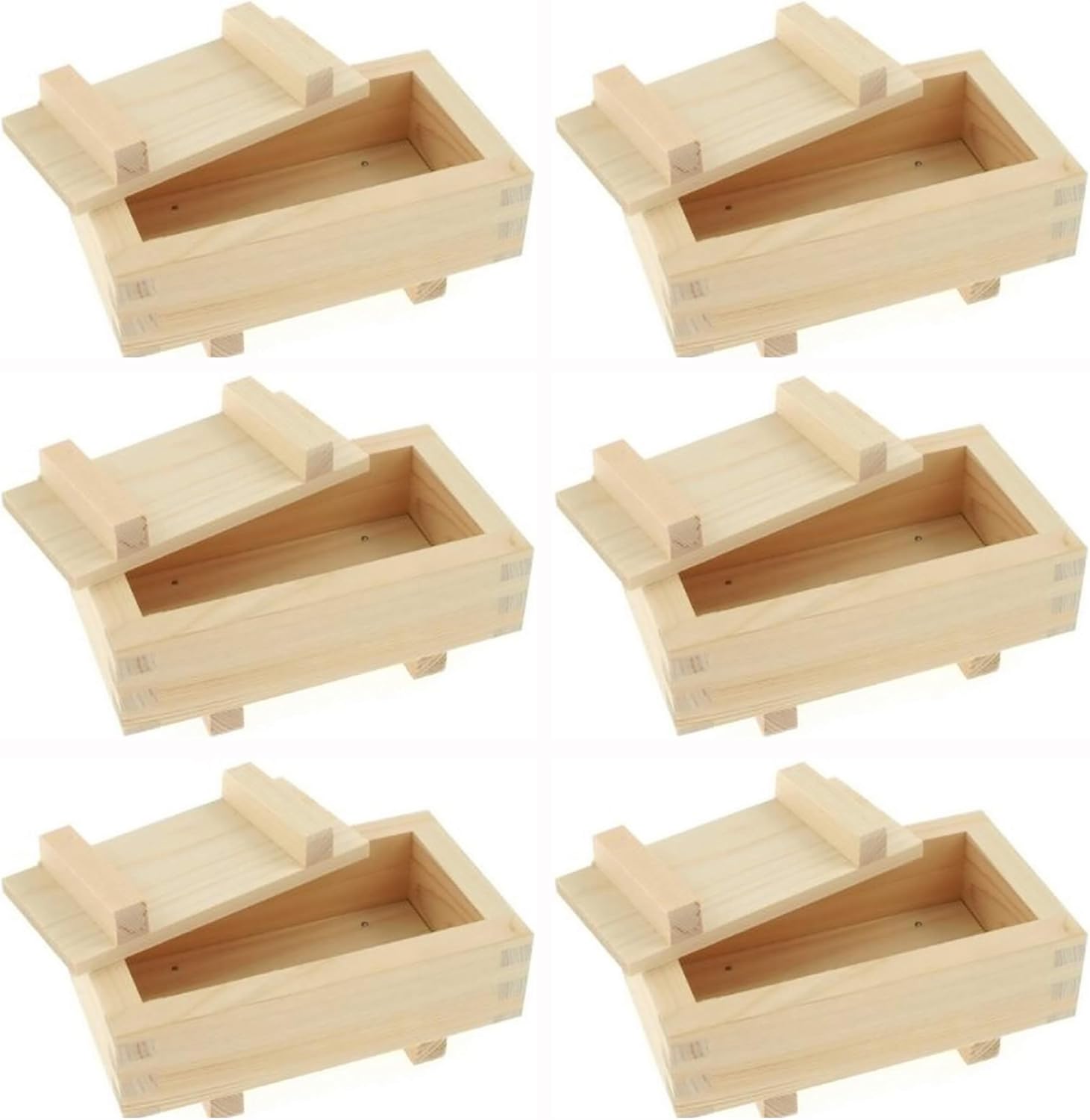 JapanBargain 3131, Wooden Rectangular Oshizushi Sushi Press Mold Maker Rice Mold, 7x4 inch, 6 Pack