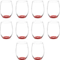 DISCOUNT PROMOS 10 ARC Stemless Wine Glasses Set, 21 oz. - Chardonnay, Cabernet, Merlot, Sauvignon - Red