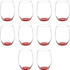 DISCOUNT PROMOS 10 ARC Stemless Wine Glasses Set, 21 oz. - Chardonnay, Cabernet, Merlot, Sauvignon - Red