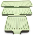 Happitasa Silicone Soap Dish Tray and Sponge Holder with Drain Chute | Bathroom and Kitchen Sink Organizer Caddy (Pistachio, 9"x3.5", 5.6 Ounces)