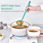 13 inch Silicone Soup Ladle: U-Taste 600ºF Heat Resistant 4 oz Large Non-stick Seamless Rubber Kitchen Deep Serving Spoon with Non-slip Solid Long Handle for Cooking Sauce/Stews/Gravies (Aqua Sky)
