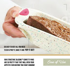 Trudeau 8x8in Confetti Silicone Cake Pan – Reinforced Hybrid of Flexible Silicone and Hard Lining for Shape Stability – Nonstick, BPA Free, Oven Safe to 428°F, and Dishwasher Safe