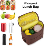NOL Natural Organic Lifestyle Insulated Lunch Bags for Women Cooler Bag Lightweight Nylon Waterproof Lunch Box For Work (Coffee, Large)