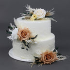 Rinlong 3Pcs Pre-made Boho Cake Toppers Pampas Cake Decorations Birthday Wedding Cake Decorating Flowers Baptism Decor for Women Girls