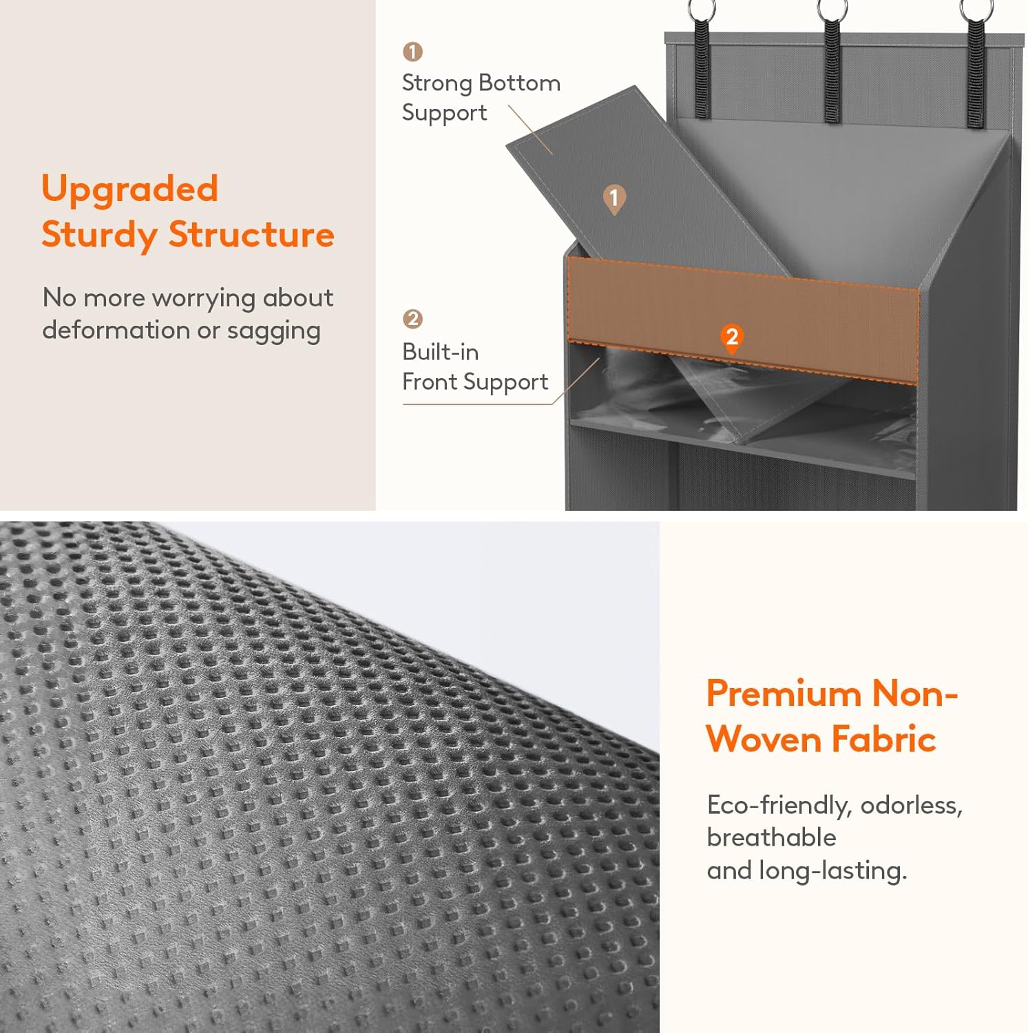 Lifewit 2 Pack Over the Door Organizer, 5 Shelf Clear Window Hanging Storage with 4 Mesh Side Pockets, Anti Tilt 40 lbs Load Behind Door for Pantry, Nursery, Bathroom, Bedroom, Kitchen, Dorm, Gray