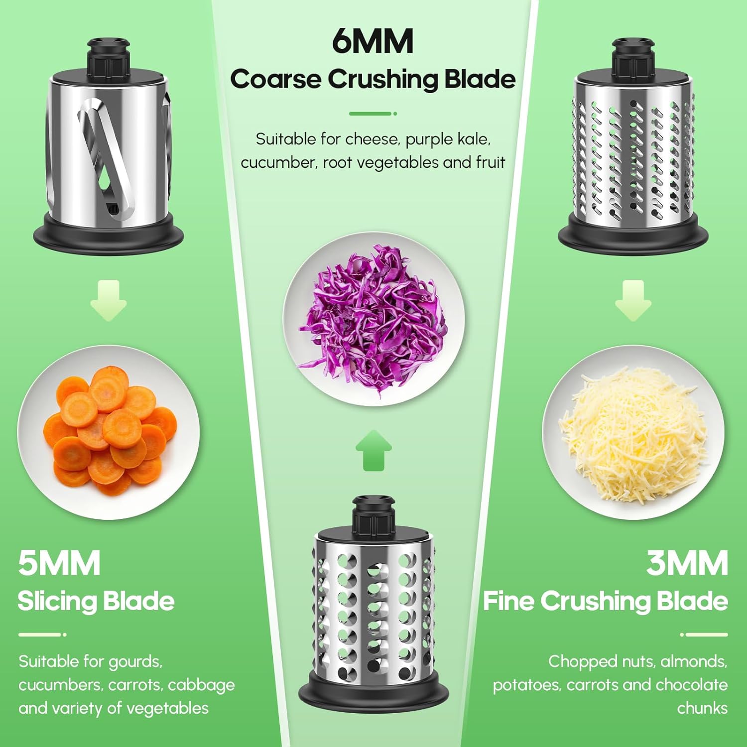 Slicer Shredder Attachment for KitchenAid Stand Mixer, Cheese Grater for KitchenAid Mixer, Salad Maker Accessory, Cheese Grater with 3 Blades, Attachment for Kitchenaid Mixers