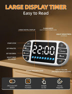 DOOMAY Digital Kitchen Visual Timer: 3.6'' Large LED Display, Magnetic, 3 Brightness, 4 Alarms and Volume, Memory Function, Countdown Count up for Cooking, Classroom, Home Gym, AAA Battery Included