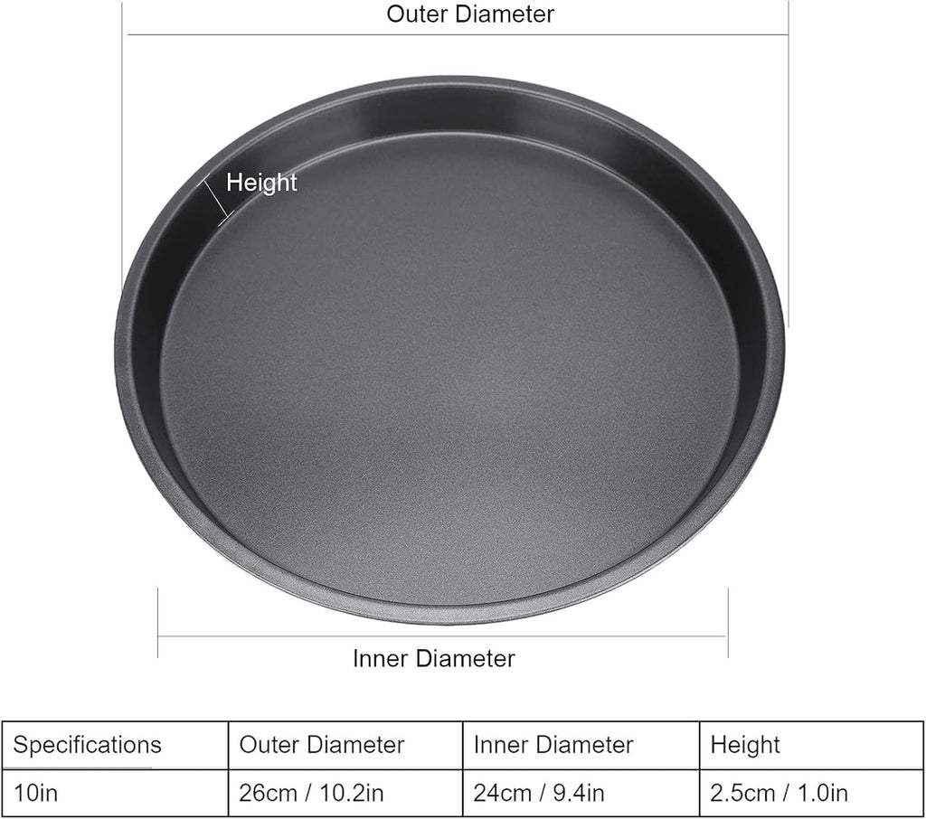 2Pcs Pizza Pan, 6in/9in/10in/12in Deep Dish Round Pizza Pan for Oven, Non Stick Thickened Carbon Steel Baking Pan for Home Kitchen, Dishwasher Safe(10in)