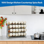2PCS 4Tier Spice Rack for Counter Free Standing,Spice Rack for Inside Cupboard Hanging Wall Mounted Spice Seasoning Organiser Spice Jars Bottle Organizer for Kitchen Pantry（Silver）