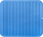 Silicone Dish Drying Mat for Multiple Usage,Easy clean,Eco-friendly,Heat-resistant Silicone Mat for Kitchen Counter or Sink,Refrigerator or Drawer Liner Lichen BlueL 2XL 24 inches x 18 inches