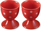 Cinf Easter Ceramic Egg Cup Red Set of 2 Porcelain Holder Breakfast Boiled Cooking Easy to Clean Childhood Memories Kitchen