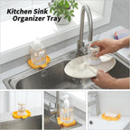 Silicone Bathroom Soap Dishes with Drain Spout-Bathroom and Kitchen Sink Organizer,Sponge Holder,Dish Soap Tray,Perfect for Dispenser,Scrubber,Bottle,Cup on Sink or Counter-Yellow 4.9"×3.2"