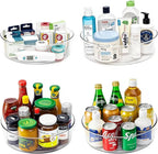4 Pack Lazy Susan 11.5" Inch Turntable Organizer Organization Storage Container Bins Spice Rack Cabinet Rotating Condiment for Pantry Countertop Kitchen Vanity Bathroom Jewelry Holder Clear