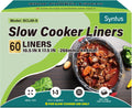 Syntus Slow Cooker Liners, 60 Count Cooking Bags Small Size Disposable Pot Liners Plastic Bags, Fit 1QT to 3QT for Slow Cooker Cooking Trays, 10.5"x 17.5", 60 Liners