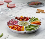 Plasticpro 6 Sectional Round Plastic Serving Tray/Platter (8, White)