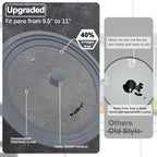 Universal Lid for Pots, Pans and Skillets - Walfos Tempered Glass Pan Lid with Heat Resistant Silicone Rim, BPA Free Large Pot Lids Fits 9.5", 10" and 11" Diameter Cookware, Dishwasher-Safe, Grey
