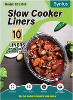 Syntus Slow Cooker Liners, 10 Count Cooking Bags Small Size Disposable Pot Liners Plastic Bags, Fit 1QT to 3QT for Slow Cooker Cooking Trays, 10.5"x 17.5", 10 Liners