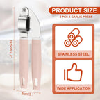 uxcell 2pcs Garlic Press, 7.7 Inch Stainless Steel Garlic Crusher and Peeler Set for Home Cooks and Professional Chefs, Pink