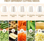 Xilrvna Rotary Cheese Grater, Vegetable Shredder 5 in 1 Cheese Grater with Handle edder Reinforced Suction,Easy to Clean,Kitchen Chopper for Crushed Ice,Fruits and Nuts with Blade Storage Case（white）