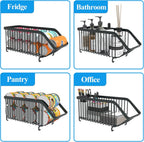 GILLAS 6 Pack Stackable Soda Can Organizer for Refrigerator, Can Holder Dispenser, Canned Food Storage Rack for Fridge, Kitchen, Countertops, Cabinets, Black