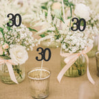 10-Pack Double Sided Glitter 30th Birthday Centerpiece Anniversary Centerpiece Sticks, Number 30 Table Topper Cake Topper for 30th Birthday Anniversary Table Party Decorations (Double Sided black)