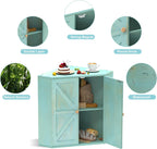 Corner Bread Box for Kitchen Counter Double Layer Bamboo Bread Storage Container Large Capacity Bread Storage Bin Farmhouse Breadbox Organizer (Antique Blue)