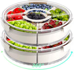 Divided Serving Tray with Lid and Handle,Large Snack Spinner,Snackle Box Container, Multi-Purpose Food Platter for Charcuterie Veggie Fruit, Taco Tuesday Movie Night Travel Beach Picnic Essentials