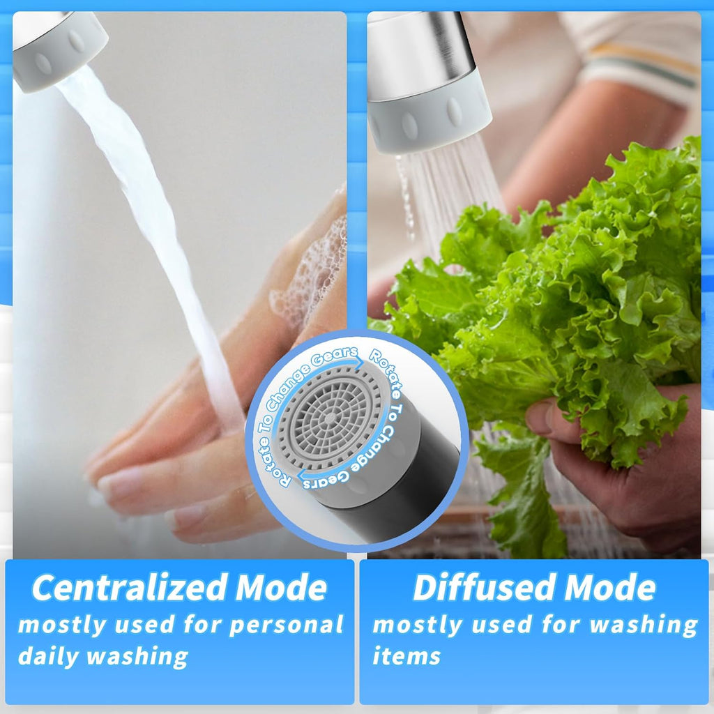1080° Swivel Faucet Extender with 2 Function, Heavy Duty Rotating Sink Extension, Universal Swivel Robotic Arm, Rotating Splash Filter Extension for Kitchen Bathroom-2 Pcs/Black