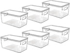 Clear Plastic Storage Bins with Lids, Perfect for Kitchen Organization or Pantry Organization and Storage, Stackable Fridge Organizer Bins, Storage Containers for Organizing, Cabinet Organizers