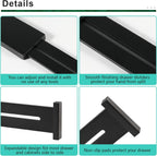 FJO 4 Pack Adjustable Bamboo Drawer Dividers - 12.5" - 21.7" Expandable Drawer Separators for Kitchen, Utensils, Clothes, Bedroom, Dresser, Bathroom (Black)