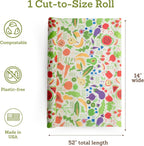 Bee's Wrap Beeswax Wraps for Food - Garden Party Cut to Size 14x52" Wax Paper Roll - Made in USA Reusable Waxed Paper & Bowl Covers - Organic & Eco-Friendly Alternative to Aluminum Foil & Plastic Wrap