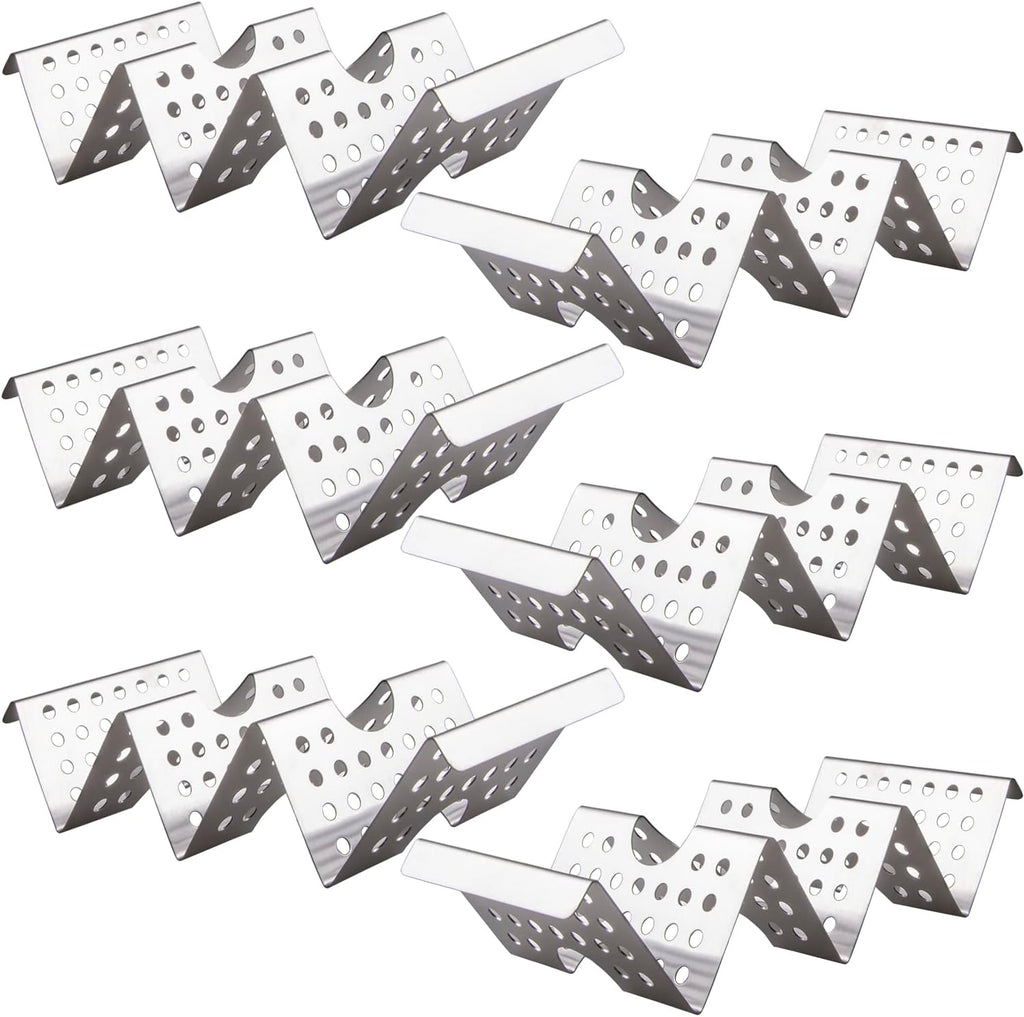 Taco Holders Set of 6 - Stainless Steel Taco Stand Rack Tray Style, Taco Rack Holds Up to 3, Oven Taco Holders Safe for Baking, Dishwasher and Grill Safe