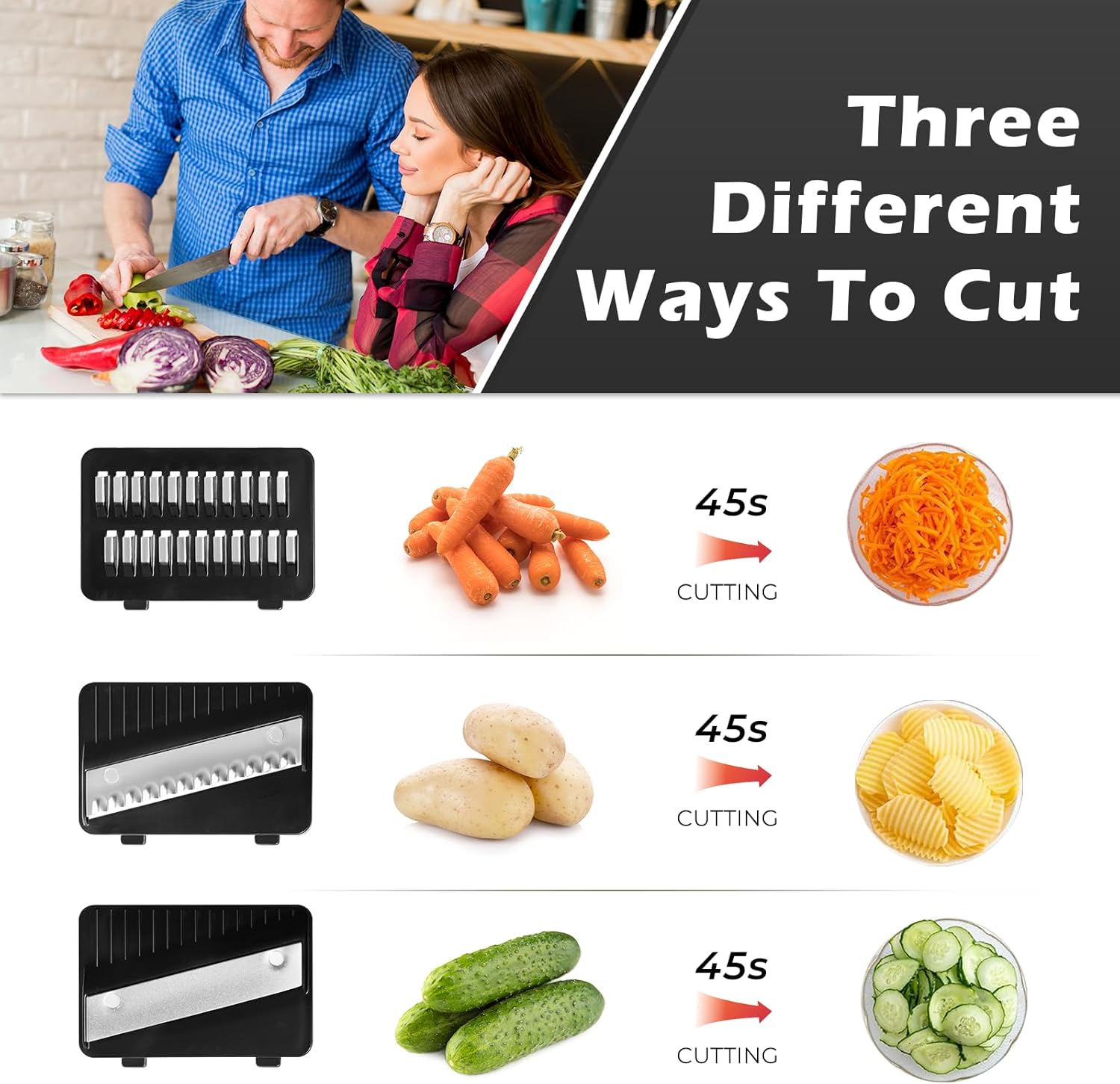 ZHANG XIAO QUAN SINCE 1628 3-in-1 Multi Handheld Mandoline Slicer Stainless Steel Blade, Comfort Grip, Safety Features, Easy to Clean, Ideal for Speedy Slicing of Fruits and Vegetables