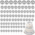 108 Pcs Balls Cake Topper DIY Cupcake Insert Foam Balloons for Cake Baking Wedding Anniversary Birthday Decoration(Silver,Multi Sizes)