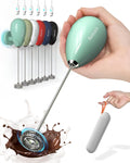 Milk Frother Handheld with Case,USB C Rechargeable Frother Wand for Coffee, Portable Electric Whisk with Stand,Waterproof Hand Drink Mixer Travel for Lattes, Cappuccino, Matcha, Egg (Teal)