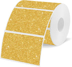 3x2 Inch Holographic Thermal Labels, Shiny Gold Thermal Sticker Labels, Rainbow Glitter Stickers for Price, Barcode, Mailing, Name, DIY Custom Logo Design, 200 pcs/1 Roll