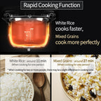 [CUCHEN] CRH-TWS0610PWUS, IH Induction Heating Dual Pressure Rice Cooker, 6 Person | 6-cup, 1.14Quarts (uncooked) 12-cup, 2.28Quarts (cooked), Full Stainless Inner Pot, Automatic High/Non-Pressure, Easy Open Handle, Auto Steam Clean, Made in Korea
