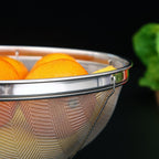 Fine Mesh Strainer for Kitchen, Stainless Steel Colander Bowl for Pasta, Rice, Fruit, Metal Net Baskets with Resting Base - Strain, Drain, Rinse