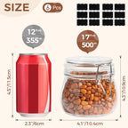 ComSaf Airtight Glass Jars with Lids 17oz Small Food Storage Container Set of 6 - Airtight Canister with Clear Preserving Seal Wire Clip Fastening for Kitchen Canning Pickling Mason jars