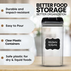 Shazo Airtight Food Storage Containers with Lids - 6 PC BPA Free Clear Plastic Cereal Containers with Easy Lock Lids for Kitchen and Pantry Organization for Snacks and Pasta - 1.2 L