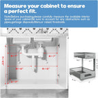 1 Pack-11.4"-16.14" H Under Sink Storage Organizer, Large 2-Tier Elegant Mesh Pull Out Shelf for Kitchen & Bathroom Cabinet Organization, L-Shaped, Adjustable Height-Gun Gray