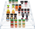 PMMASTO Tiered Spice Rack, Seasoning Organizer, Clear Acrylic Vertical Shelves Can Organizer for Countertop, Cabinet, Pantry, Kitchen Organization and Storage - 6 Tier