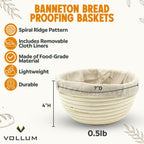 Banneton Bread Proofing Basket Sourdough Proofing Basket for Beginners & Professional Bakers, Handwoven Rattan Cane Bread Maker with Linen for Artisan Breads, 7 x 4 Inch, 0.5-Pound Round